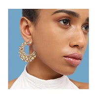 Sohi Women's Red Stone Hoop Earrings