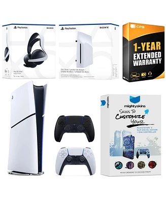 Sony PlayStation 5 Slim Digital Bundle with Disc Drive, Extra Controller, Pulse Elite Headset