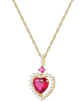 Lab Grown Ruby (2-5/8 ct. t.w.) & Lab Grown White Sapphire (1/3 ct. t.w.) Heart 18" Pendant Necklace in 14k Gold-Plated Sterling Silver