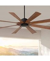 60" Defender Modern Industrial Indoor Outdoor Ceiling Fan with Remote Control Matte Black Hand-Painted Koa Damp Rated for Patio Exterior House Ho