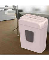 Bonsaii Pink Shredder, Compact for Office, Cross-Cut 6 Sheets, Security Shredding, Shreds Cards & Mail, 3.4-Gallon Bin