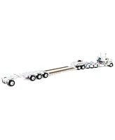 First Gear Dcp 1/64 Peterbilt 379 Tri-Axle Flat Top with Fontaine Magnitude Tri-Axle Lowboy Trailer with Booster & Stinger 60