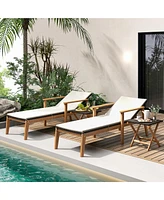 Gymax Outdoor Chaise Lounge Chair Set of 2 w/ Armrests & 4-Level Backrest Adjustment