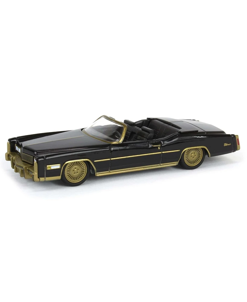 1/64 1976 Cadillac Eldorado Convertible Black Gold California Lowriders 63070-f