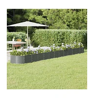Garden Raised Bed Powder-coated Steel 201.6"x31.5"x14.2" Gray