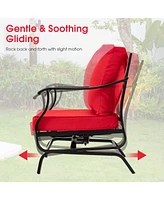 Gymax 3 Piece Patio Conversation Bistro Set Outdoor Rocking Chair Set w/ Cushions