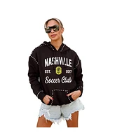 Gameday Couture Women's Black Nashville Sc Catch the Vibe Studded Pullover Hoodie
