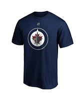 Fanatics Men's Navy Connor Hellebuyck Winnipeg Jets Authentic Stack Name Number T-Shirt