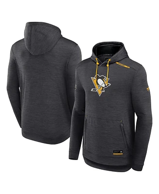 Fanatics Men's Heather Charcoal Pittsburgh Penguins Authentic Pro Tech Pullover Hoodie