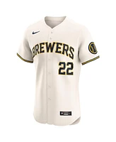Nike Men's Christian Yelich Cream Milwaukee Brewers Home Elite Player Jersey