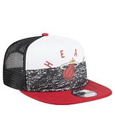 New Era Men's Black Miami Heat Arch A-Frame Trucker 9FIFTY Snapback Hat