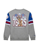 Mitchell & Ness Men's Heather Gray Philadelphia 76ers Hardwood Classics All Over 4.0 Pullover Sweatshirt