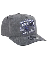 New Era Men's Charcoal Utah Jazz Throwback Washed Pre-Curved 9FIFTY Snapback Hat