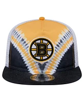 New Era Men's Black/Gold Boston Bruins Throwback V-Dye Adjustable Golfer Hat