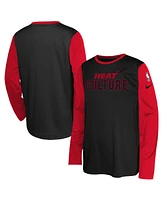 Nike Big Boys and Girls Black Miami Heat 2024/25 City Edition Pregame Performance Long Sleeve Shooting T-Shirt
