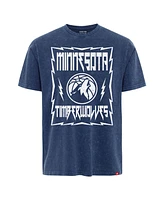 Sportiqe Men's and Women's Blue Minnesota Timberwolves Distressed Rock Roll Collection Angus Premium Mineral Wash T-Shirt