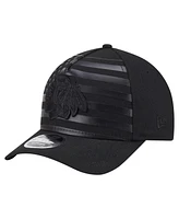 New Era Men's Black Chicago Blackhawks Game Day Stealth Flag 9FORTY A-Frame Adjustable Hat