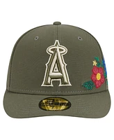 New Era Men's Olive Los Angeles Angels Tonal Florals 59FIFTY Fitted Hat
