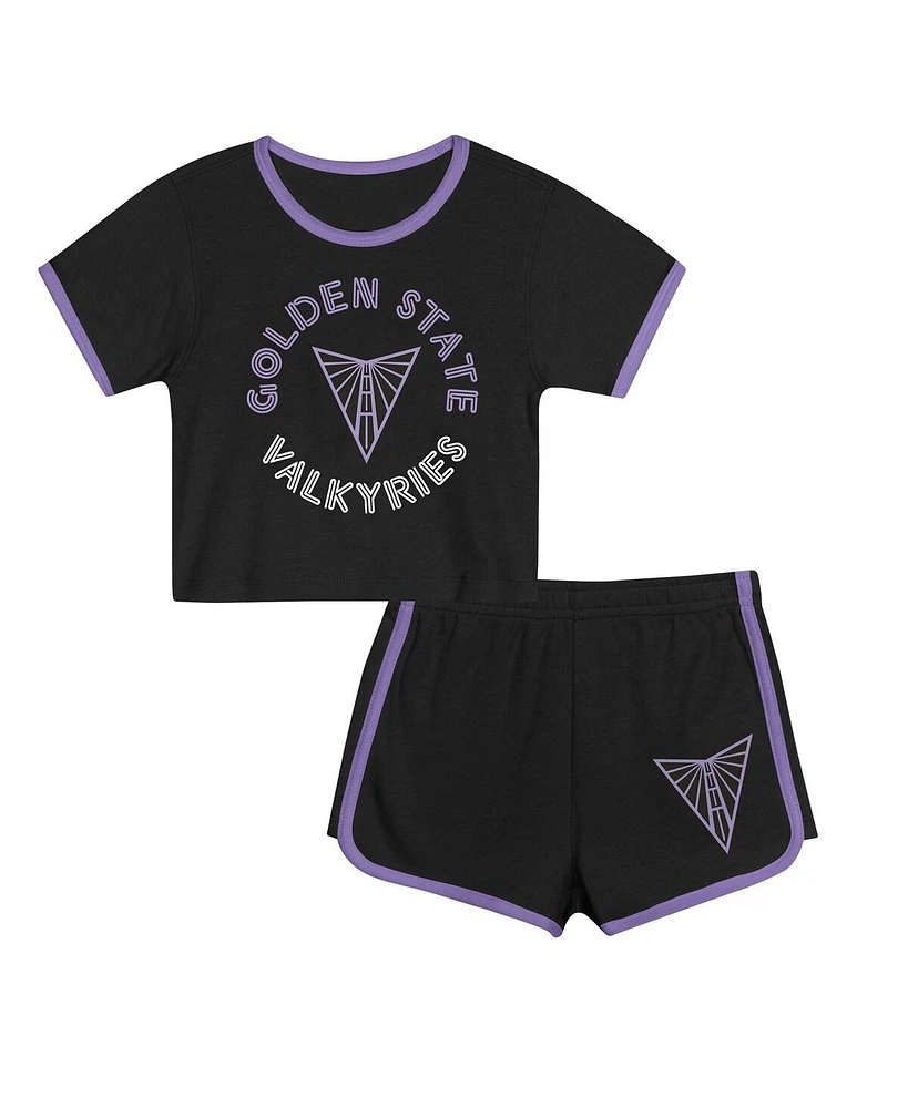 Outerstuff Toddler 2-Piece Black Golden State Valkyries Double Run T-Shirt and Shorts Set