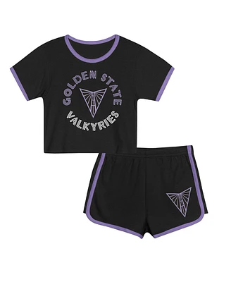 Outerstuff Toddler 2-Piece Black Golden State Valkyries Double Run T-Shirt and Shorts Set