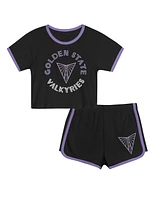 Outerstuff Toddler 2-Piece Black Golden State Valkyries Double Run T-Shirt and Shorts Set