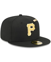 New Era Men's Black Pittsburgh Pirates 2025 59FIFTY Day Fitted with Pins Hat