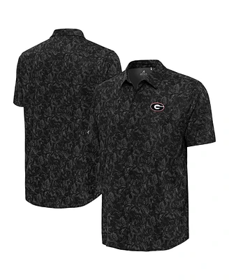 Antigua Men's Black Georgia Bulldogs Lush Button-Up Shirt