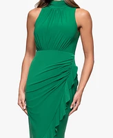 Xscape Women's High-Neck Ruffled-Front Sheath Dress