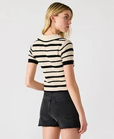 Steve Madden Women's Striped Short-Sleeve Sweater