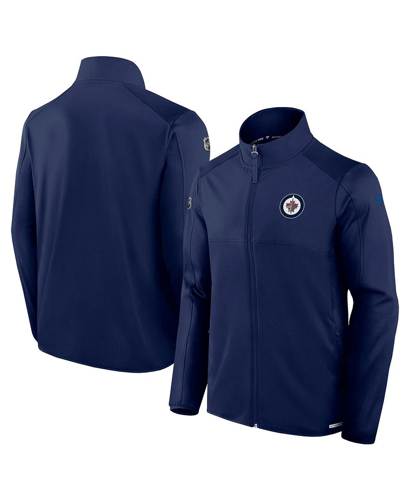 Fanatics Men's Navy Winnipeg Jets Authentic Pro Rink Fleece Full-Zip Jacket