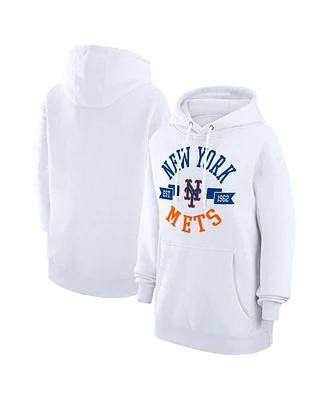 G-iii 4Her by Carl Banks Women's White New York Mets City Graphic Pullover Hoodie