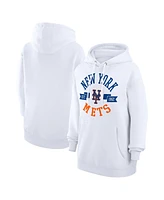G-iii 4Her by Carl Banks Women's White New York Mets City Graphic Pullover Hoodie