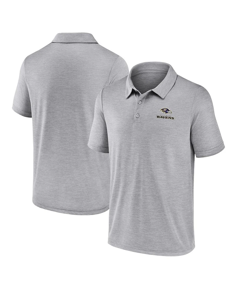 Fanatics Men's Gray Baltimore Ravens Making Waves Polo Shirt