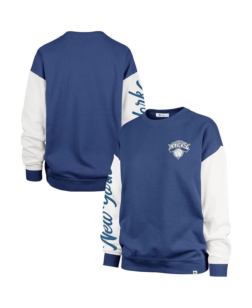 '47 Brand Women's Blue New York Knicks Rise Andie Oversized Pullover Sweatshirt