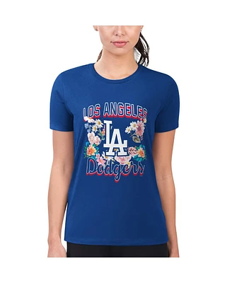 G-iii 4Her by Carl Banks Women's Royal Los Angeles Dodgers Flowers Graphic Fitted T-Shirt