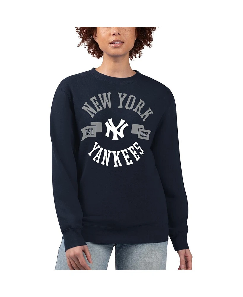 G-iii 4Her by Carl Banks Women's Navy New York Yankees Team Logo Fleece Pullover Sweatshirt