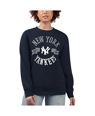 G-iii 4Her by Carl Banks Women's Navy New York Yankees Team Logo Fleece Pullover Sweatshirt