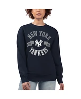 G-iii 4Her by Carl Banks Women's Navy New York Yankees Team Logo Fleece Pullover Sweatshirt