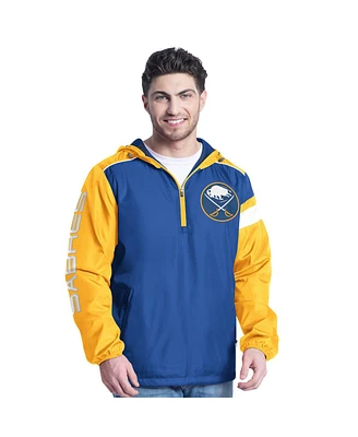 G-iii Sports by Carl Banks Men's Royal/Gold Buffalo Sabres Lateral Half-Zip Hoodie