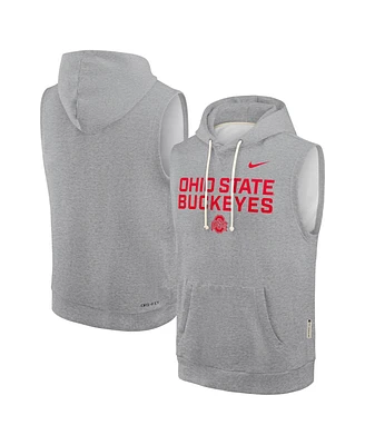 Nike Men's Heather Gray Ohio State Buckeyes 2025 Sideline Performance Sleeveless Pullover Hoodie