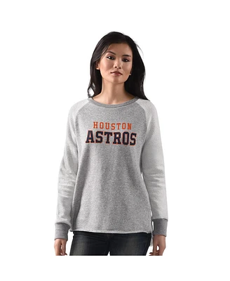 G-iii 4Her by Carl Banks Women's Heather Gray Houston Astros Gridiron Raglan Pullover Sweatshirt