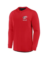 Fanatics Men's Red Carolina Hurricanes Adrenaline Push Long Sleeve Henley Shirt