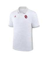 Jordan Men's White Oklahoma Sooners 2025 Early Season Coaches Sideline Victory Stripe Performance Polo Shirt