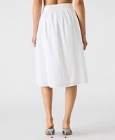 Steve Madden Women's Cotton Embroidered Midi Skirt
