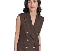 Calvin Klein Petite Double Breasted Sleeveless Blazer