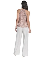 Calvin Klein Petite Printed Pleated Sleeveless Halter Top