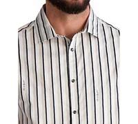Karl Lagerfeld Paris Men's Short Sleeve Striped Button-Front Shirt