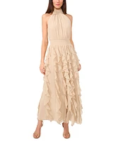 1.state Women's Halter Ruffle Maxi Dress