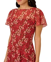 Adrianna Papell Women's Printed Chiffon Midi Dress
