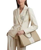 Lauren Ralph Lauren Two-Tone Leather Large Hanna Satchel